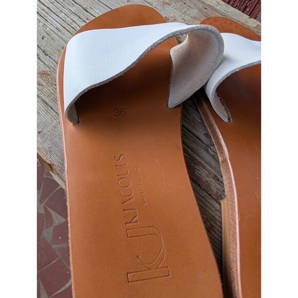 K JACQUES WHITE SLIP-ON LEATHER SANDALS-SAINT TROPEZ- SZ 36 $259 - Picture 9 of 10